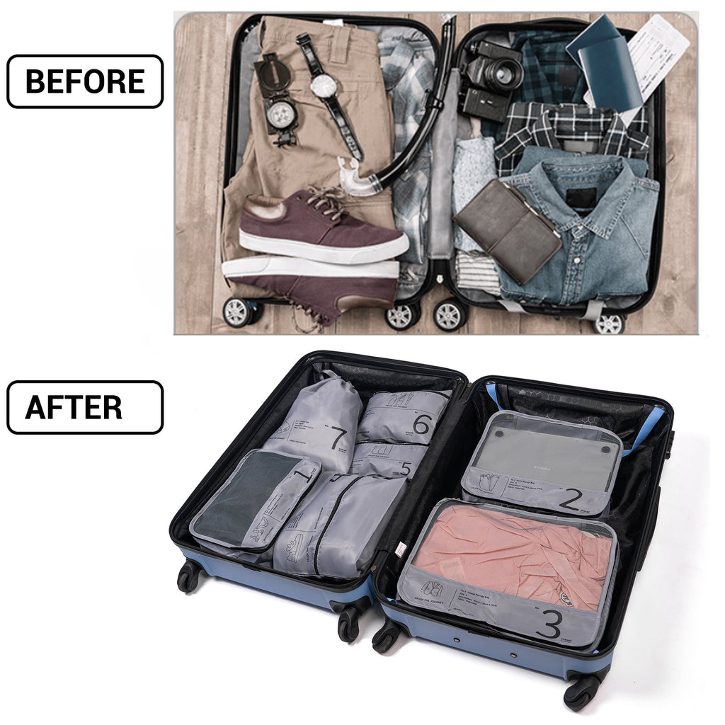 Sovereign Transit System: 7-Piece Slate Gray Ultra-Compression Organizer Set